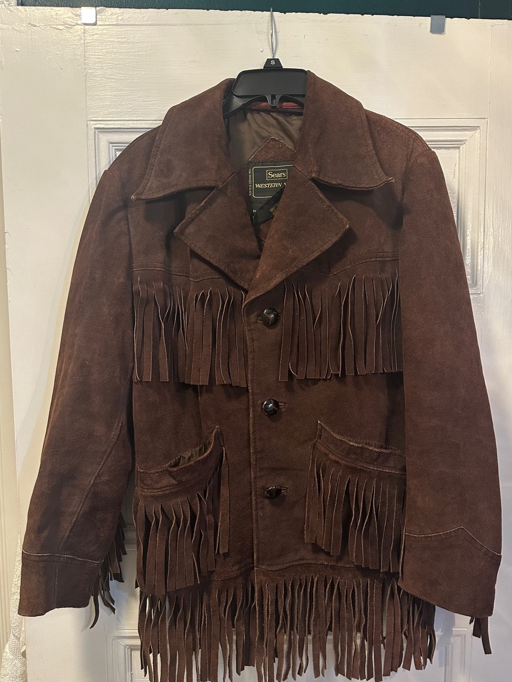 Vintage Chocolate Brown Suede Fringe Jacket